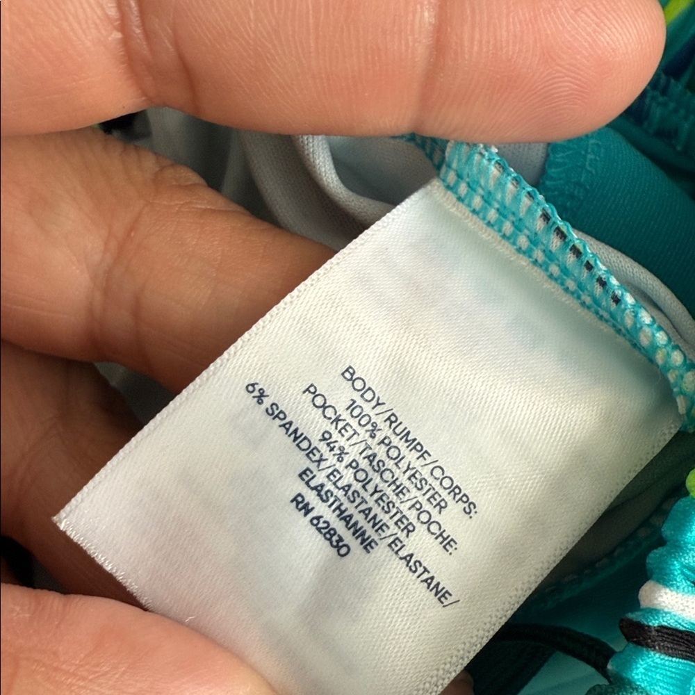 Lands' End Teal and Lime Patterned athletic Shorts - Picture 3 of 3